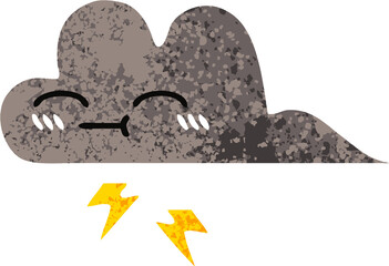 retro illustration style cartoon of a storm cloud