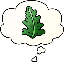 cartoon leaf with thought bubble in smooth gradient style