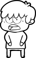worried cartoon boy