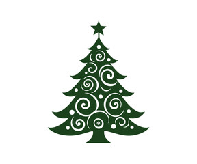  Christmas tree, modern flat design
