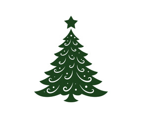 Christmas tree, modern flat design