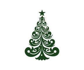  Christmas tree, modern flat design