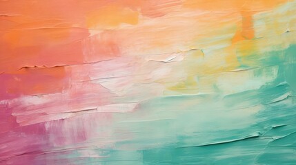 Oil Painting canvas colorful texture background. Burnt orange Yellow, Pink, Pine green, Red. Rainbow