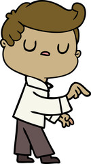 cartoon aloof man pointing finger