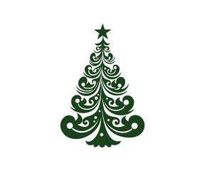  Christmas tree, modern flat design