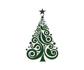  Christmas tree, modern flat design