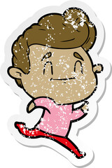 distressed sticker of a running cartoon man