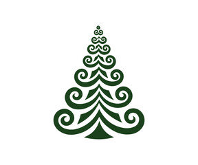  Christmas tree, modern flat design