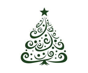  Christmas tree, modern flat design