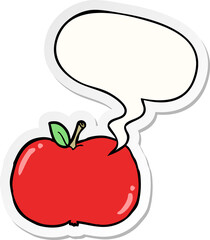 cartoon apple with speech bubble sticker
