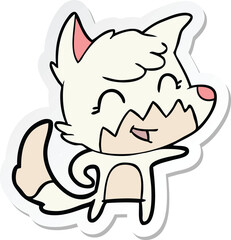 sticker of a happy cartoon fox