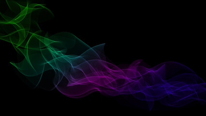 Dark abstract background with a glowing abstract waves, abstract background.