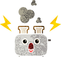 retro illustration style cartoon of a of a toaster