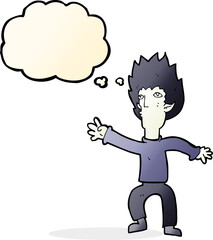 cartoon vampire with thought bubble