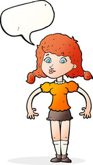 cartoon pretty girl with speech bubble