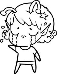 cartoon crying alien girl