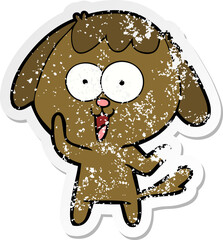 distressed sticker of a cute cartoon dog