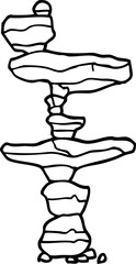 line drawing cartoon of stacked stones
