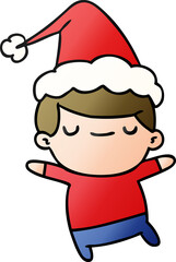 hand drawn christmas gradient cartoon of kawaii boy