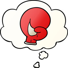 boxing glove cartoon  with thought bubble in smooth gradient style