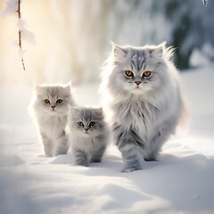 Fototapeta premium cat on the snow