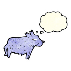 cartoon terrier with thought bubble