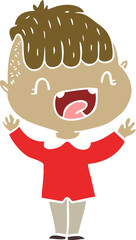 flat color style cartoon happy boy laughing