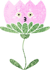 retro illustration style cartoon of a flower