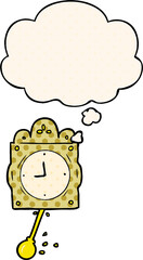 cartoon ticking clock with thought bubble in comic book style
