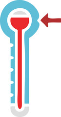 flat color retro cartoon of a glass thermometer