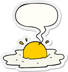 cartoon fried egg with speech bubble sticker