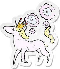 retro distressed sticker of a cartoon magical horse