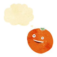 happy cartoon orange with thought bubble