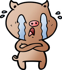 crying pig cartoon