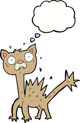 cartoon scared cat with thought bubble