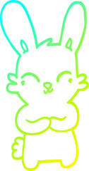 cold gradient line drawing of a cute cartoon rabbit