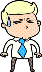 cartoon man sweating