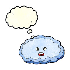 cartoon decorative cloud with thought bubble
