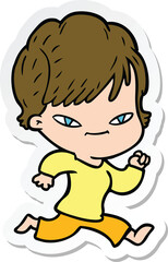 Obraz premium sticker of a cartoon happy woman