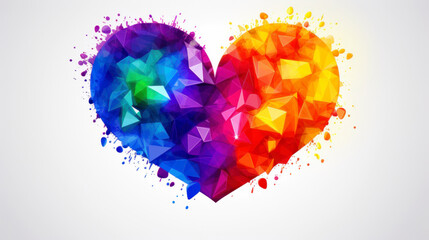Heart in rainbow colors of LGBT flag, watercolor drawing. Symbol of Gay, Lesbian, Bisexual and Transgender, LGBT community. Beautiful gay pride art concept. Copy space.