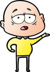 Obraz premium cartoon tired bald man