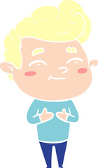 happy flat color style cartoon man