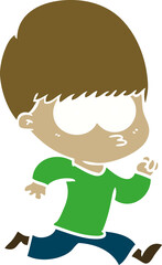 nervous flat color style cartoon boy