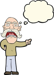 cartoon angry old man with thought bubble