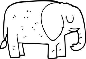 line drawing cartoon elephant standing still