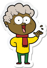 sticker of a cartoon happy man