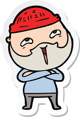 sticker of a cartoon happy bearded man