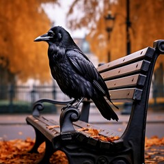 crow on a bench