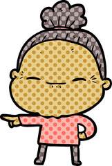 cartoon peaceful old woman