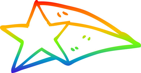 rainbow gradient line drawing of a cartoon shooting star
